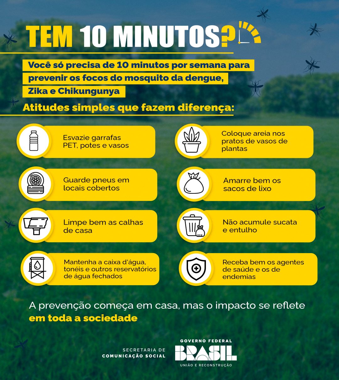 Dez minutos por semana: mobilização nacional reforça combate à dengue